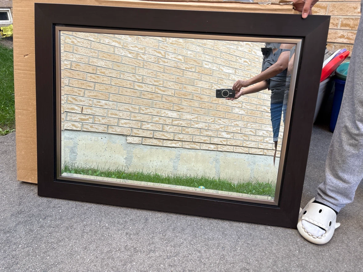 Large Dark Brown Framed Wall Mirror