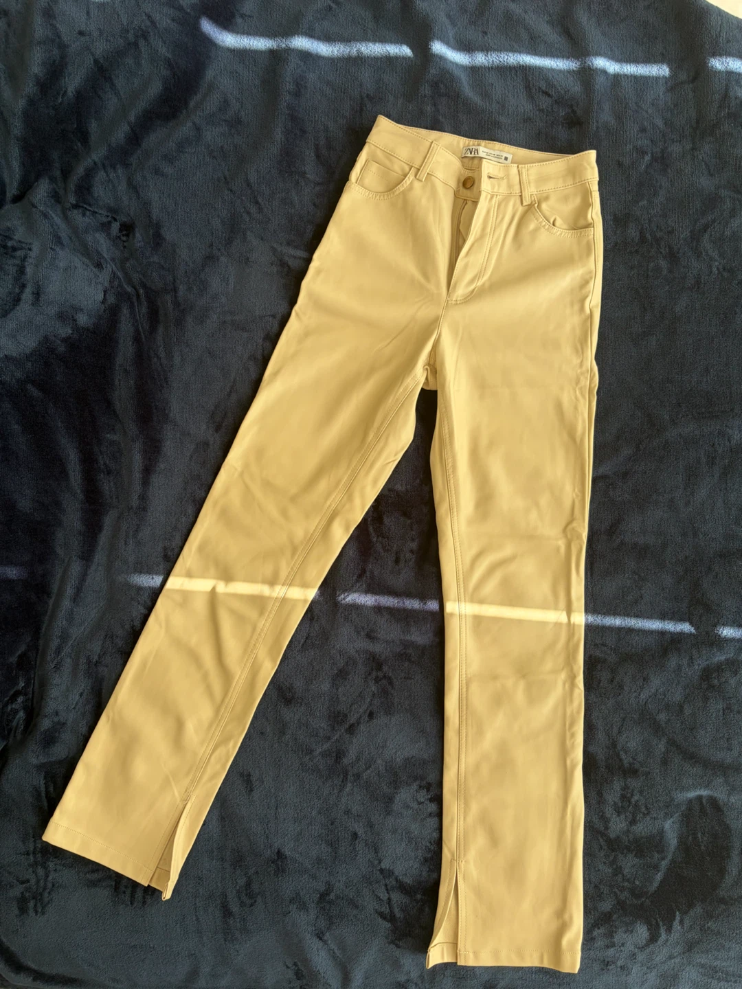 ZARA Faux Leather Pants Cream