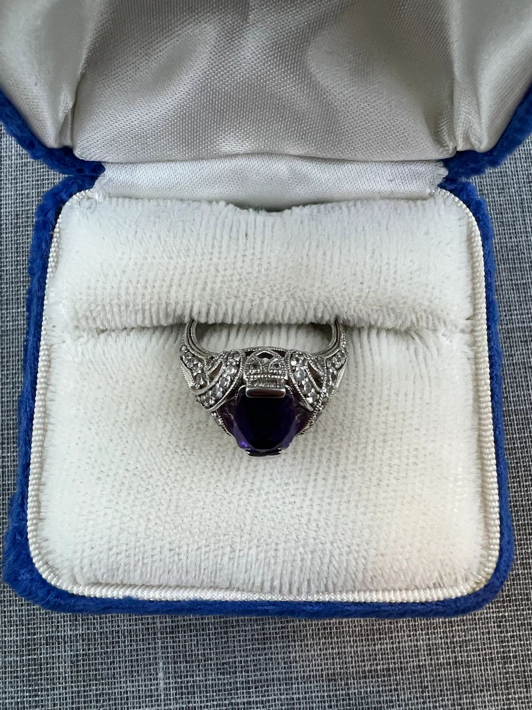Vintage Style Sterling Silver Amethyst Ring