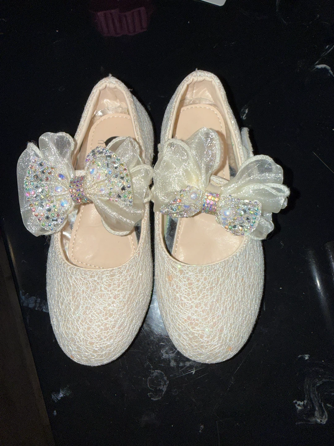Children's White Lace Shoes with Bows