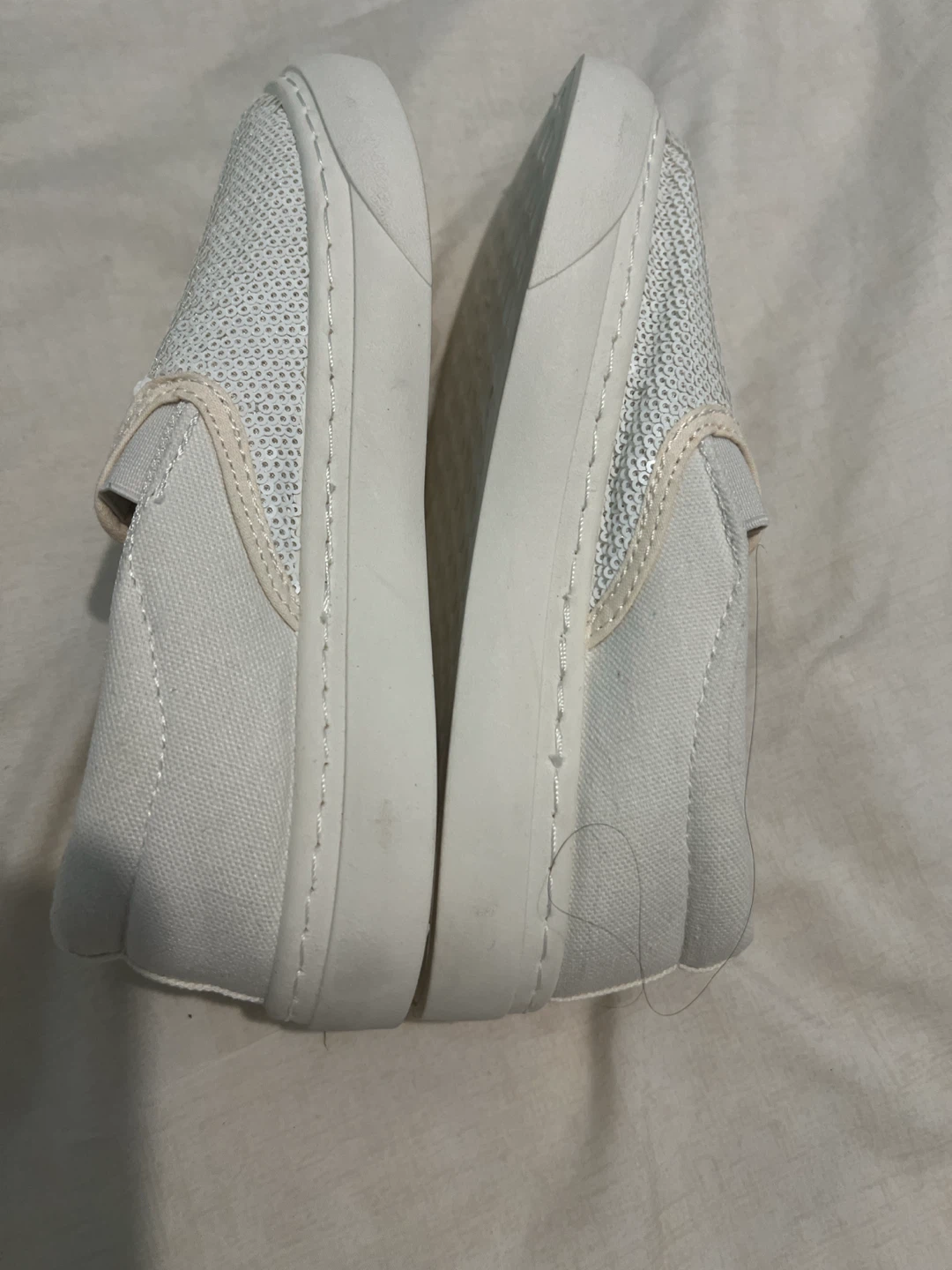 White Sequin Slip-on Shoes - photo 3