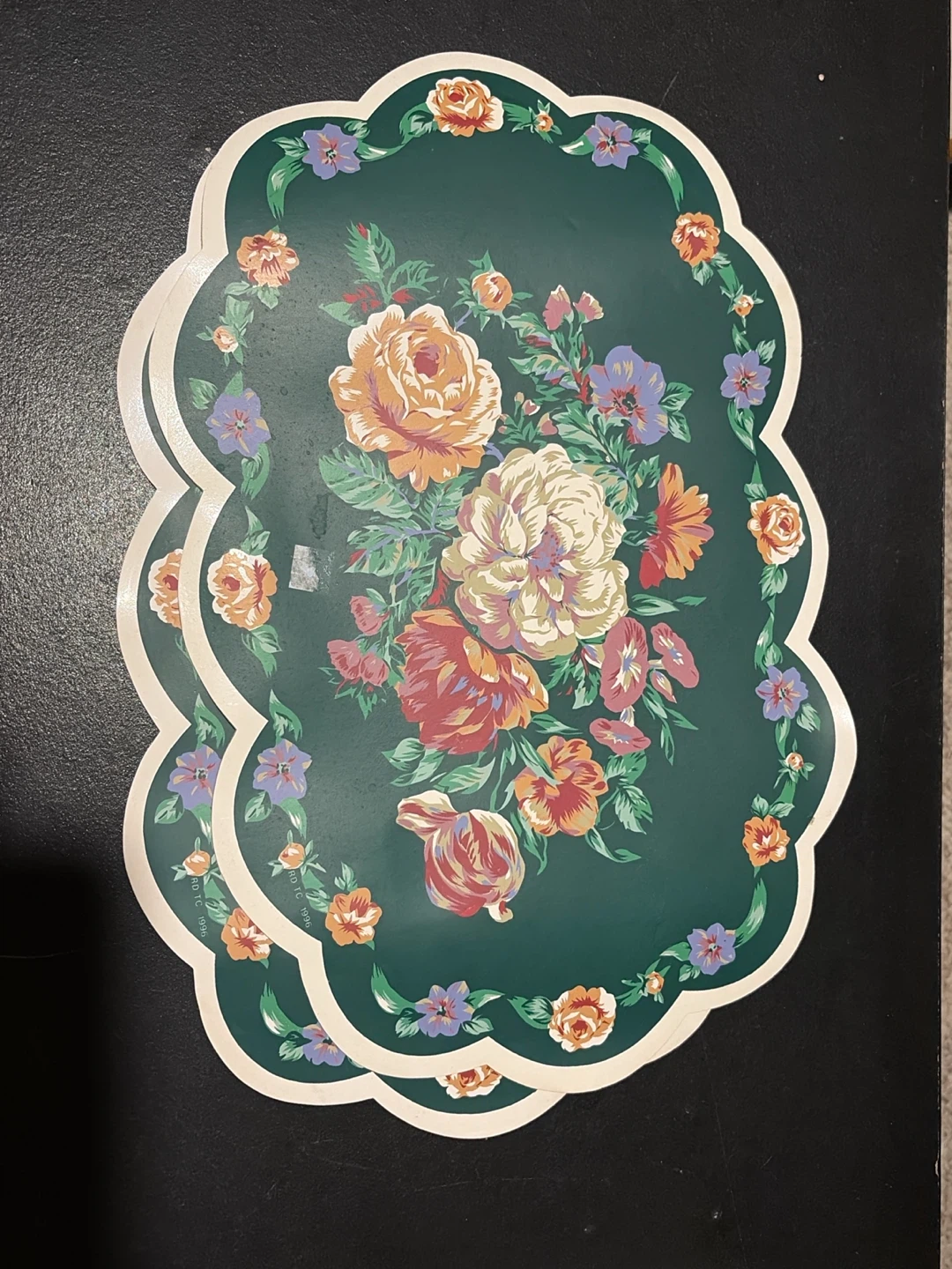 Vintage Vinyl Placemats - Set of 2 - Floral Design