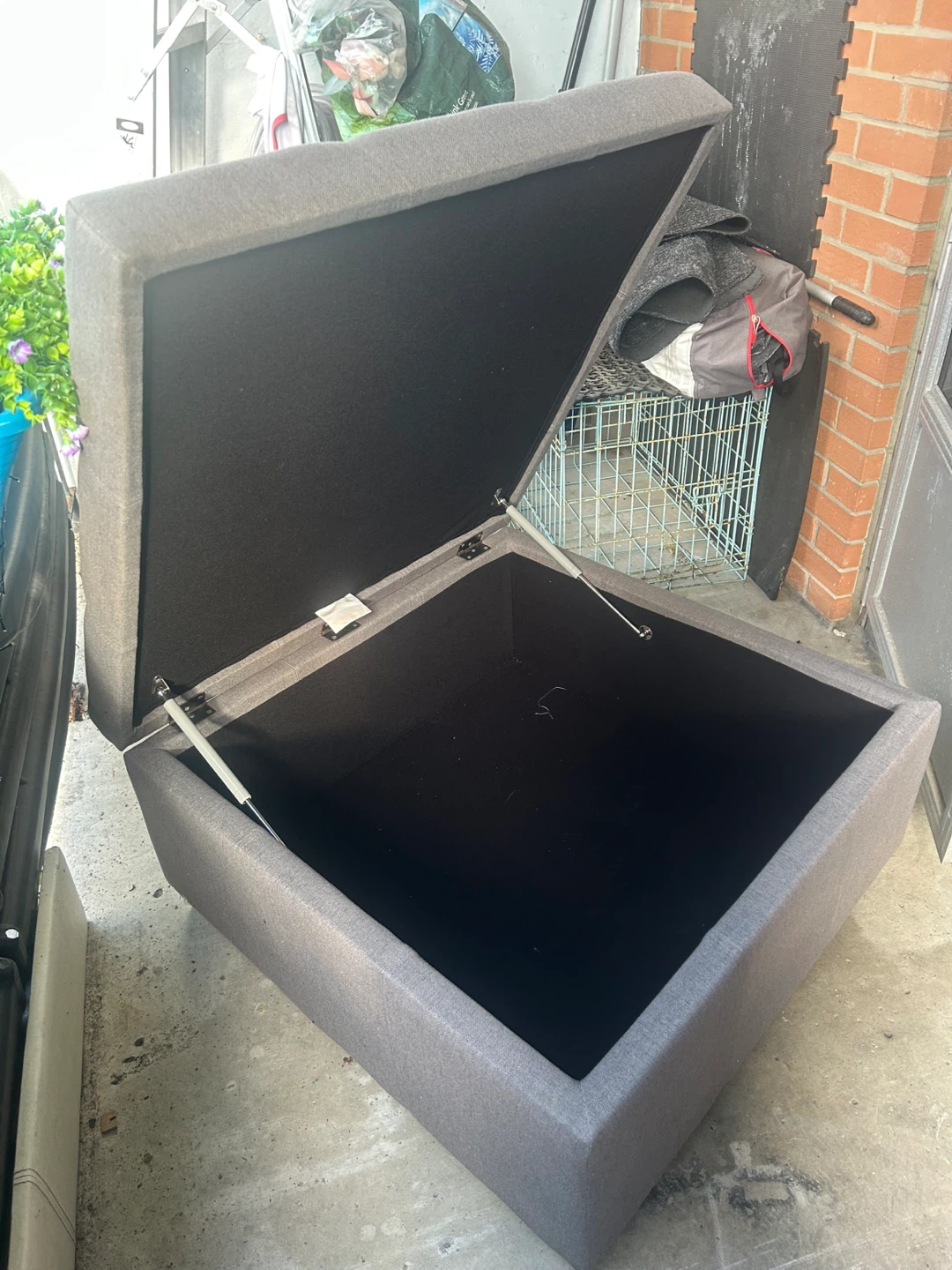 Grey Fabric Storage Ottoman