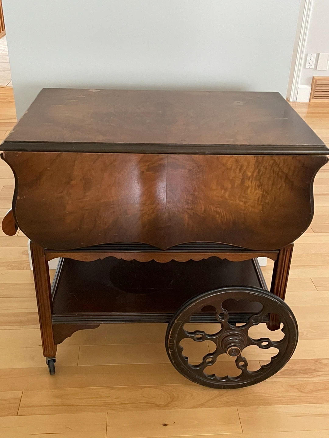 Vintage Wooden Bar Cart with Drop Leaves