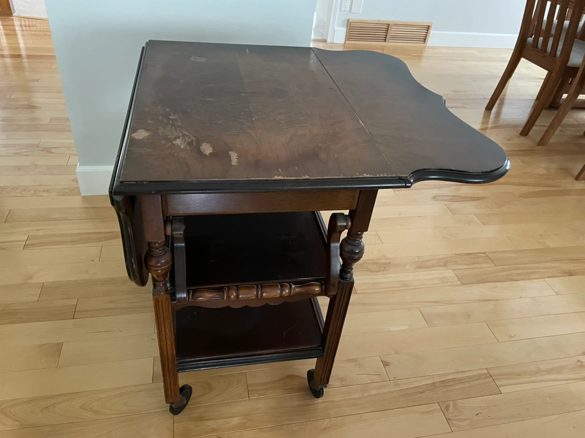 Vintage Wooden Bar Cart with Drop Leaves - photo 3