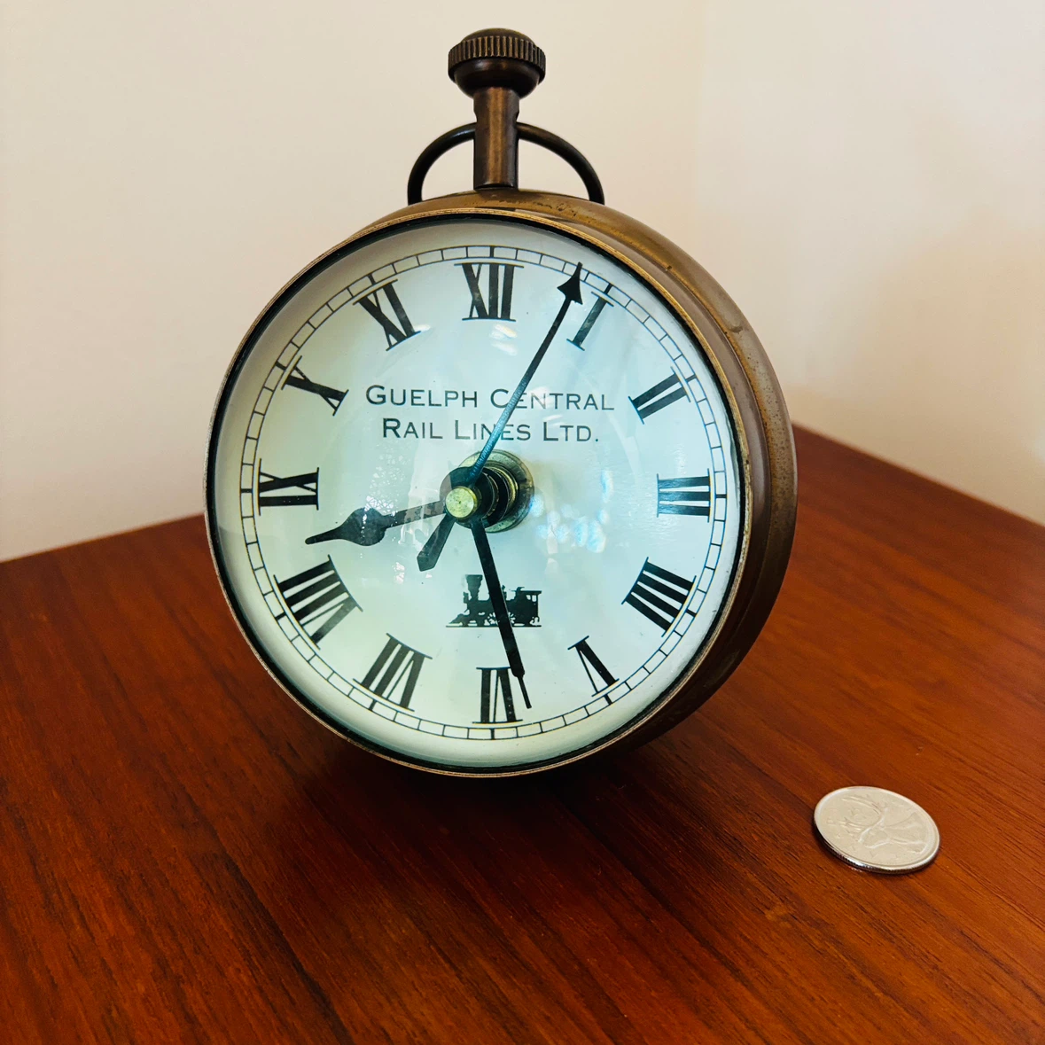 Guelph Central Rail Lines Ltd. Magnifying Brass Clock