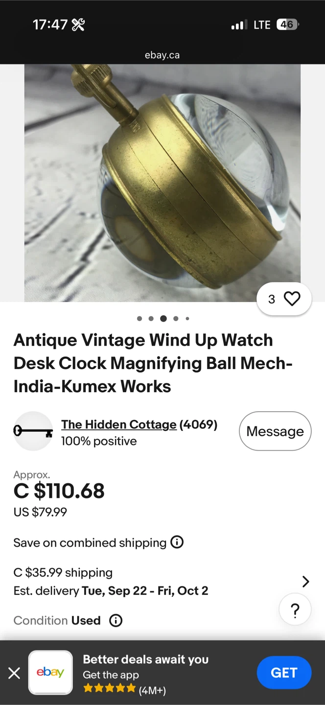 Guelph Central Rail Lines Ltd. Magnifying Brass Clock - photo 3