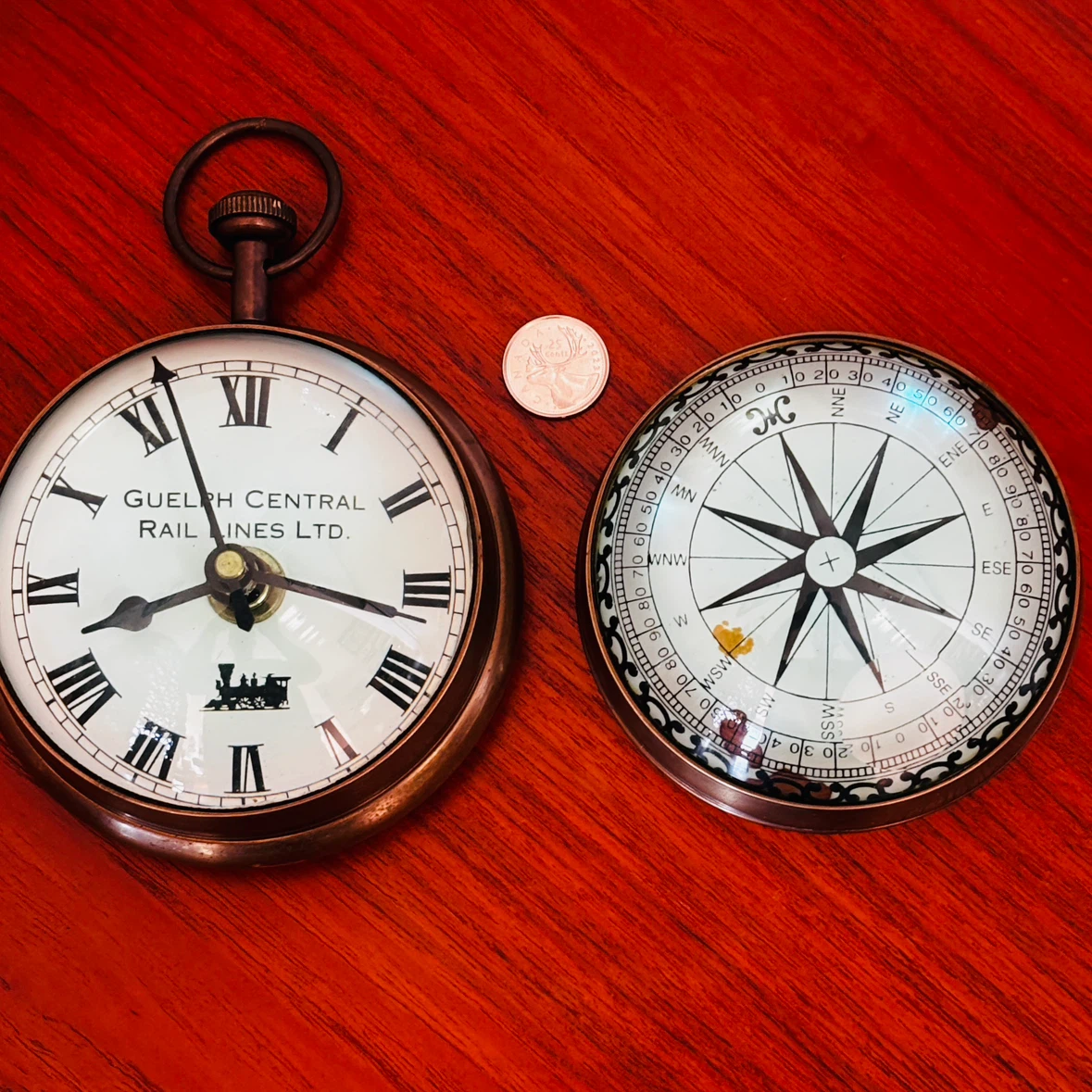 Guelph Central Rail Lines Ltd. Magnifying Brass Clock - photo 5
