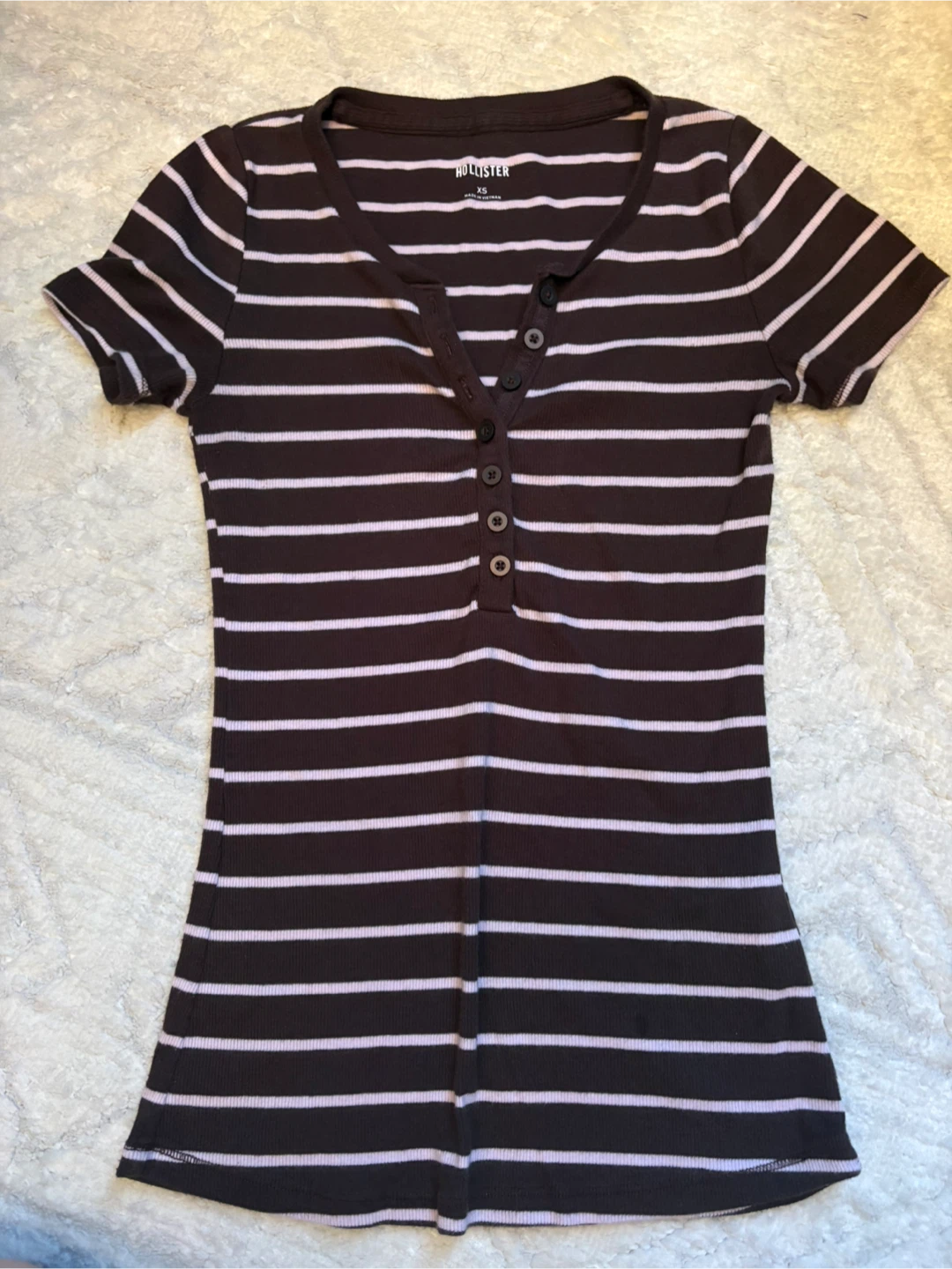 Hollister Striped Ribbed Henley XS