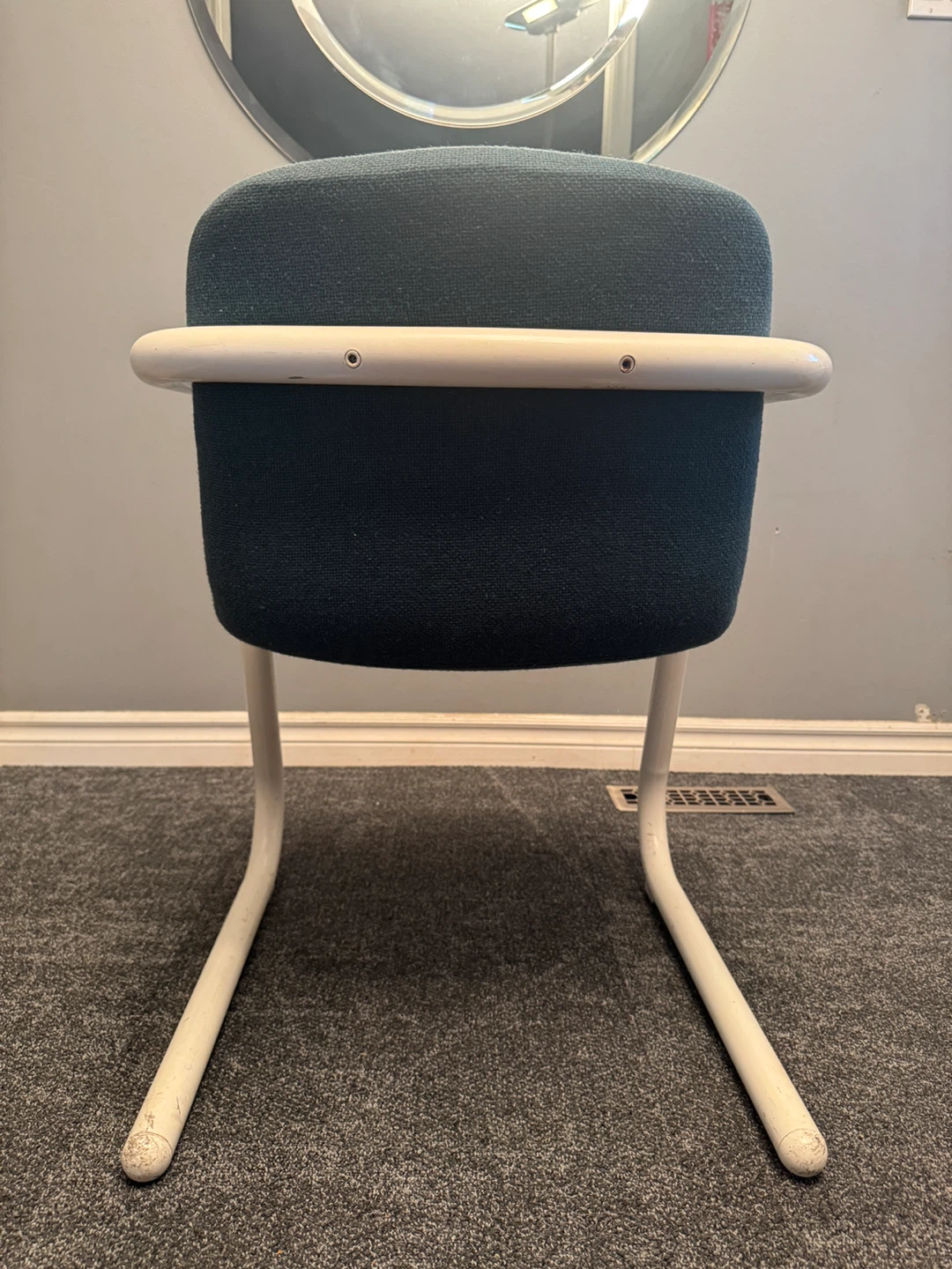 Blue Upholstered Armchair with White Frame - photo 3