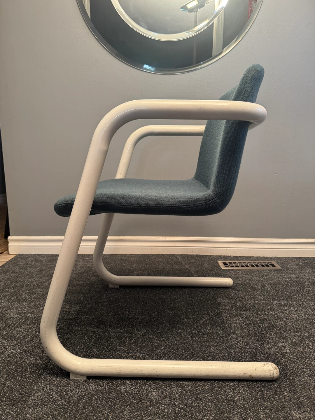 Blue Upholstered Armchair with White Frame - photo 4