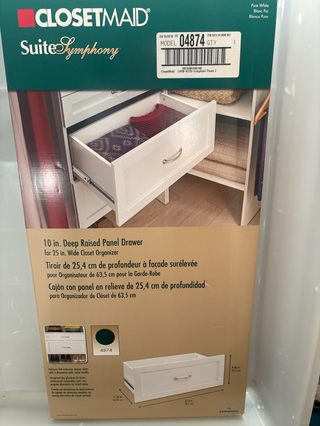 ClosetMaid  10 in. Deep Raised Panel Drawer - Pure White