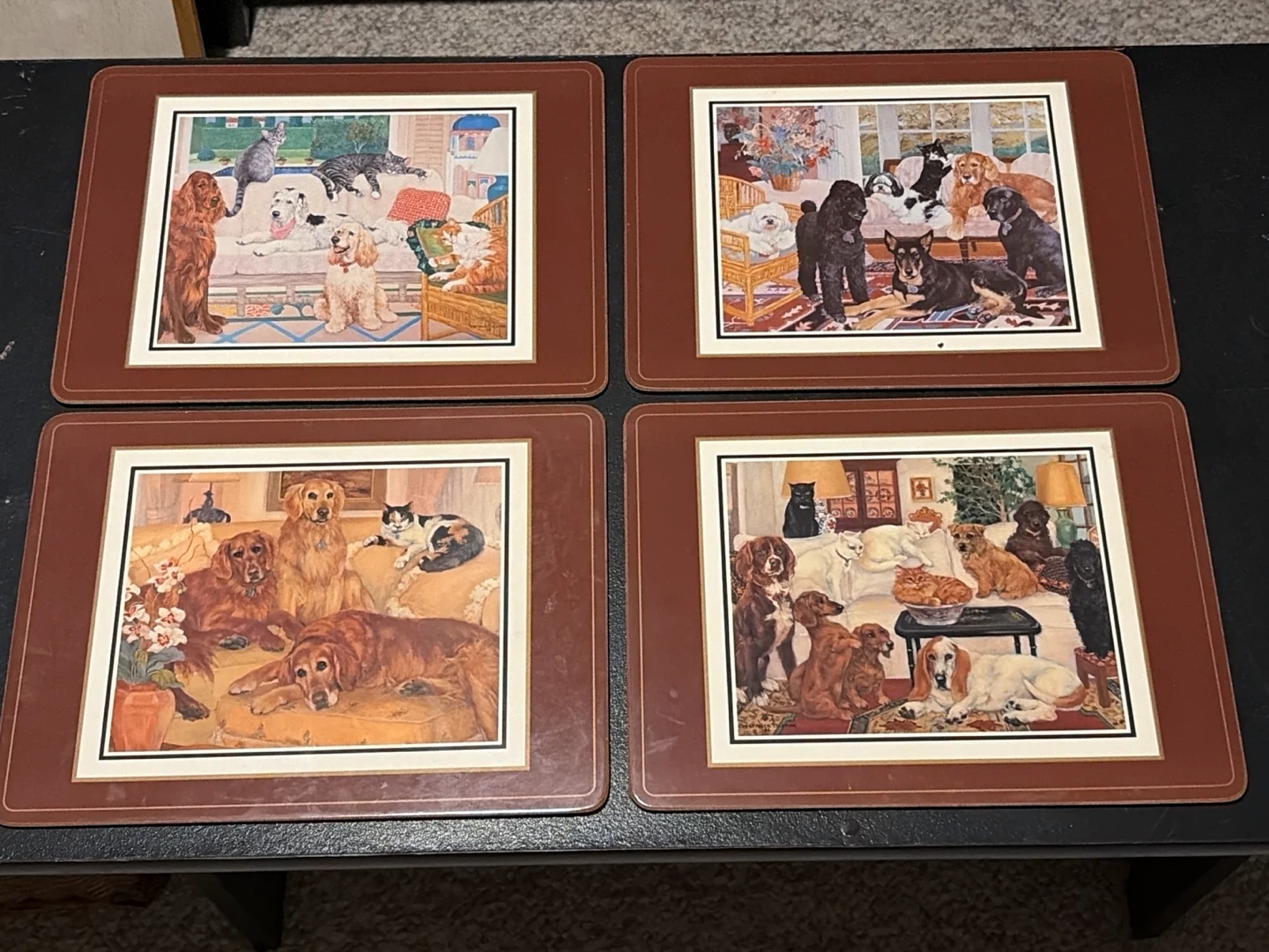 Set of 4 Vintage Dog and Cat Placemats - photo 2