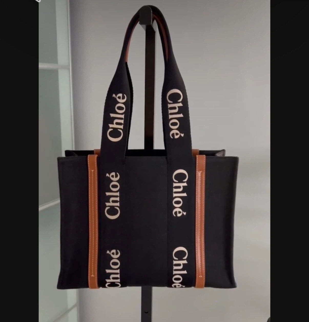 Chloe Woody Medium Tote Bag Black