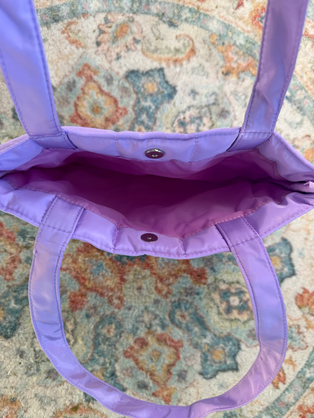 Quilted Tote Bag with Clear Pockets - Lavender - photo 2