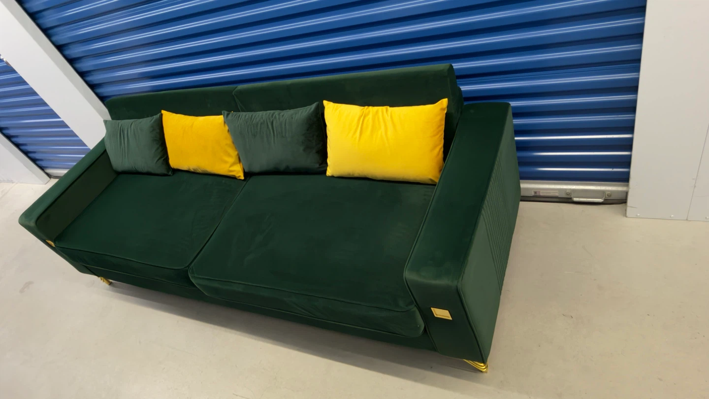 Emerald Green Velvet 3-Seat Sofa - photo 5
