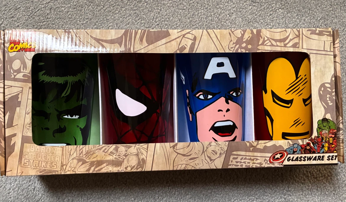 BNIB set of 4 Marvel glasses