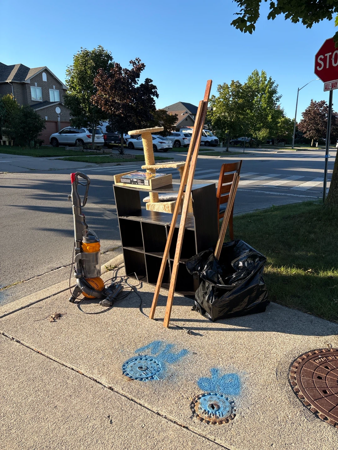 Chair, scrap hardwood flooring, vacuum as is