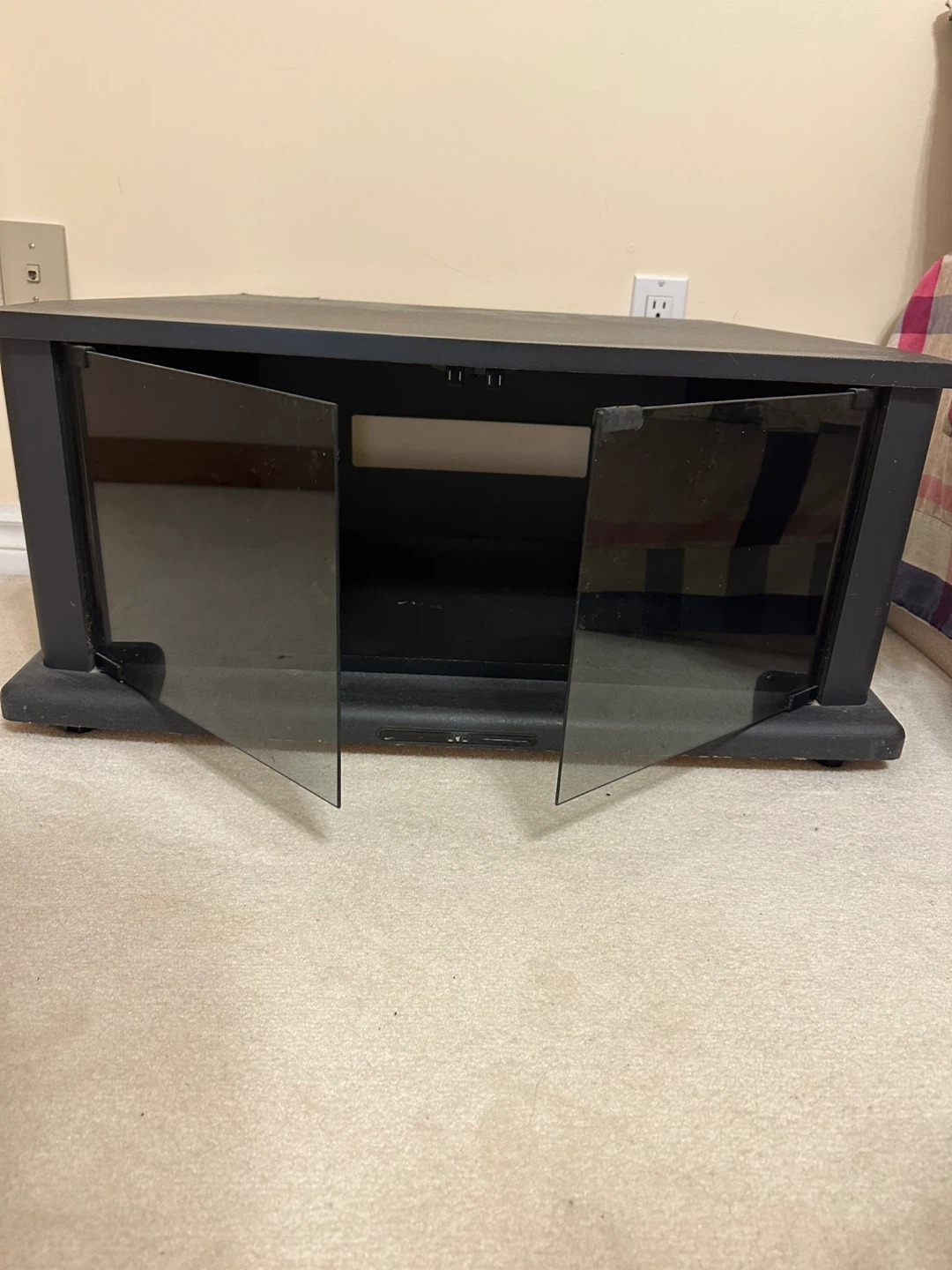 Black TV Stand with Glass Doors