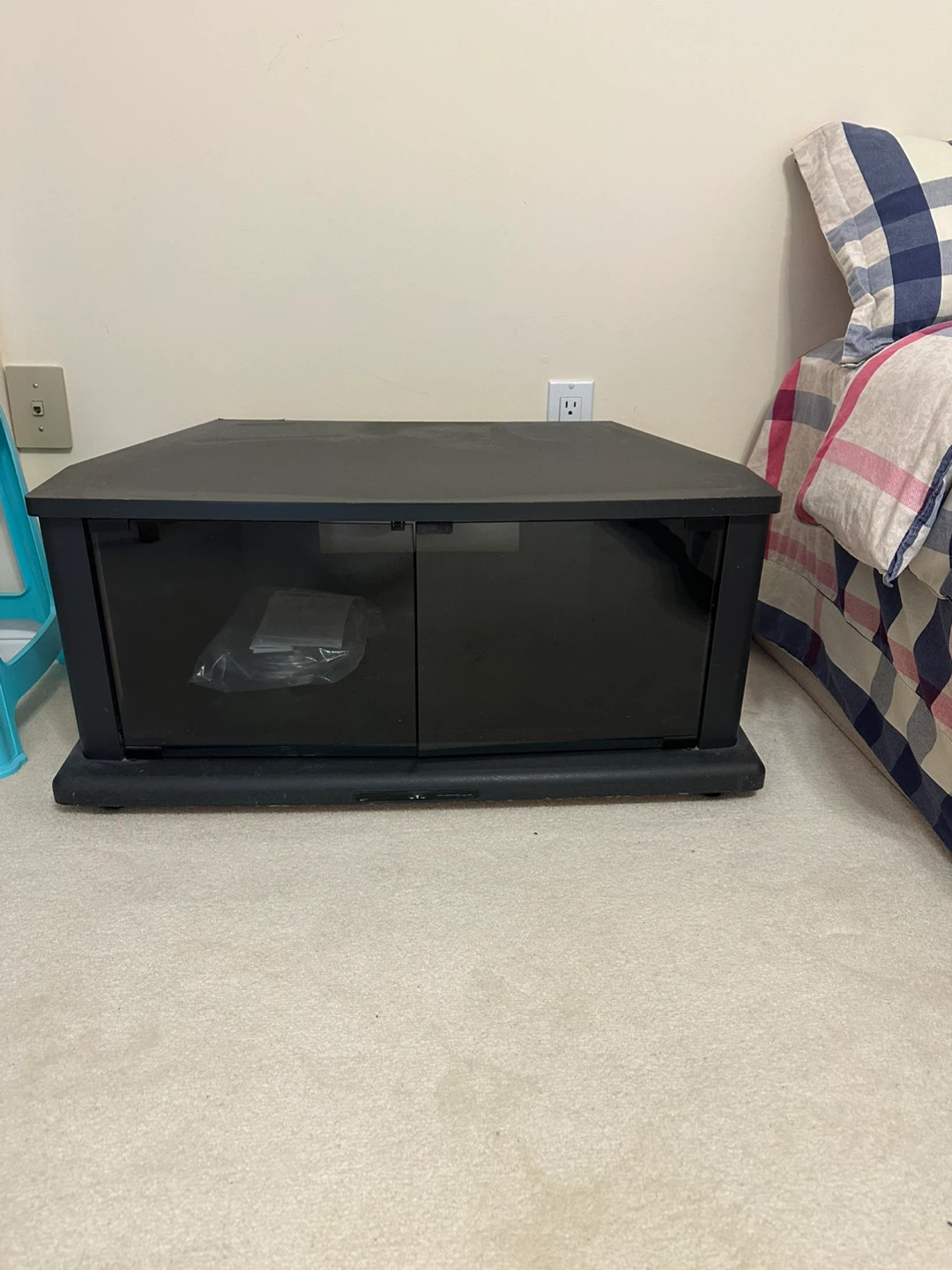 Black TV Stand with Glass Doors - photo 2