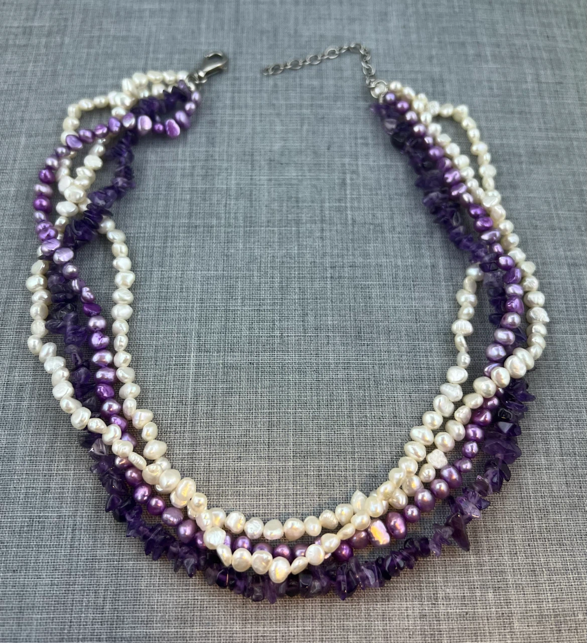 Multi-Strand Pearl and Amethyst Necklace