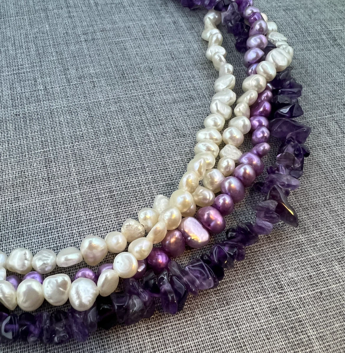 Multi-Strand Pearl and Amethyst Necklace - photo 2