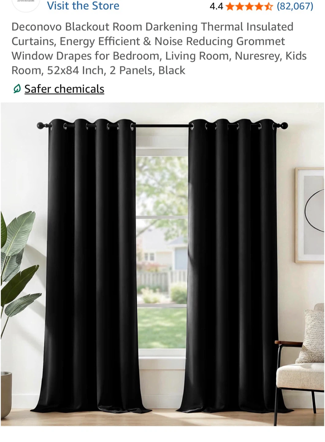 Deconovo Blackout Curtains 52x84 Inch 2-Pack