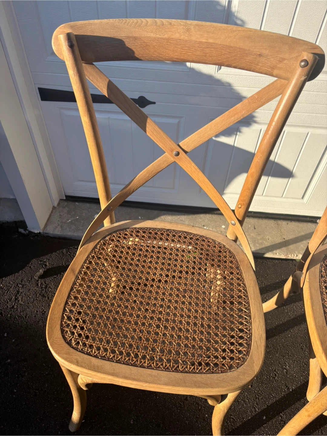 Set of 4  Restoration Hardware Cross Back Chairs with Cane Seats - photo 2