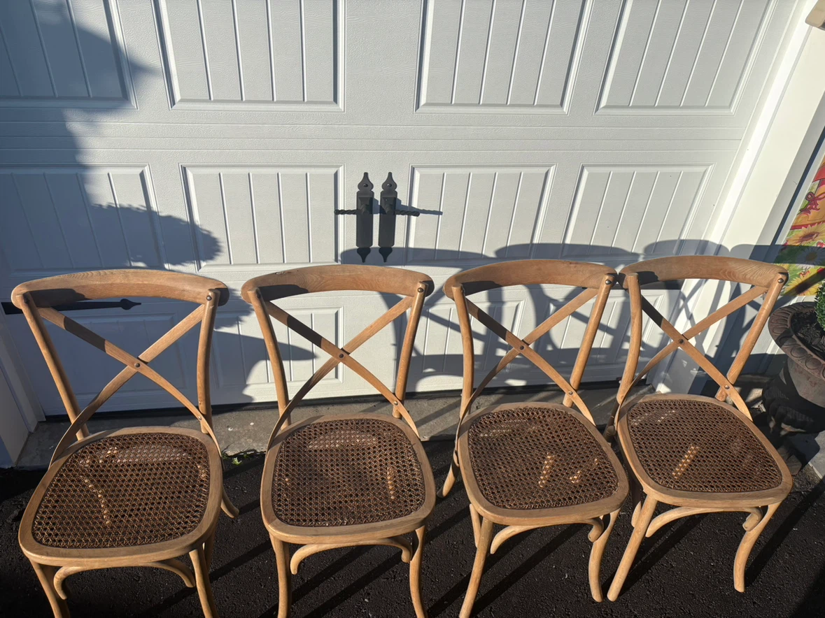 Set of 4  Restoration Hardware Cross Back Chairs with Cane Seats - photo 3