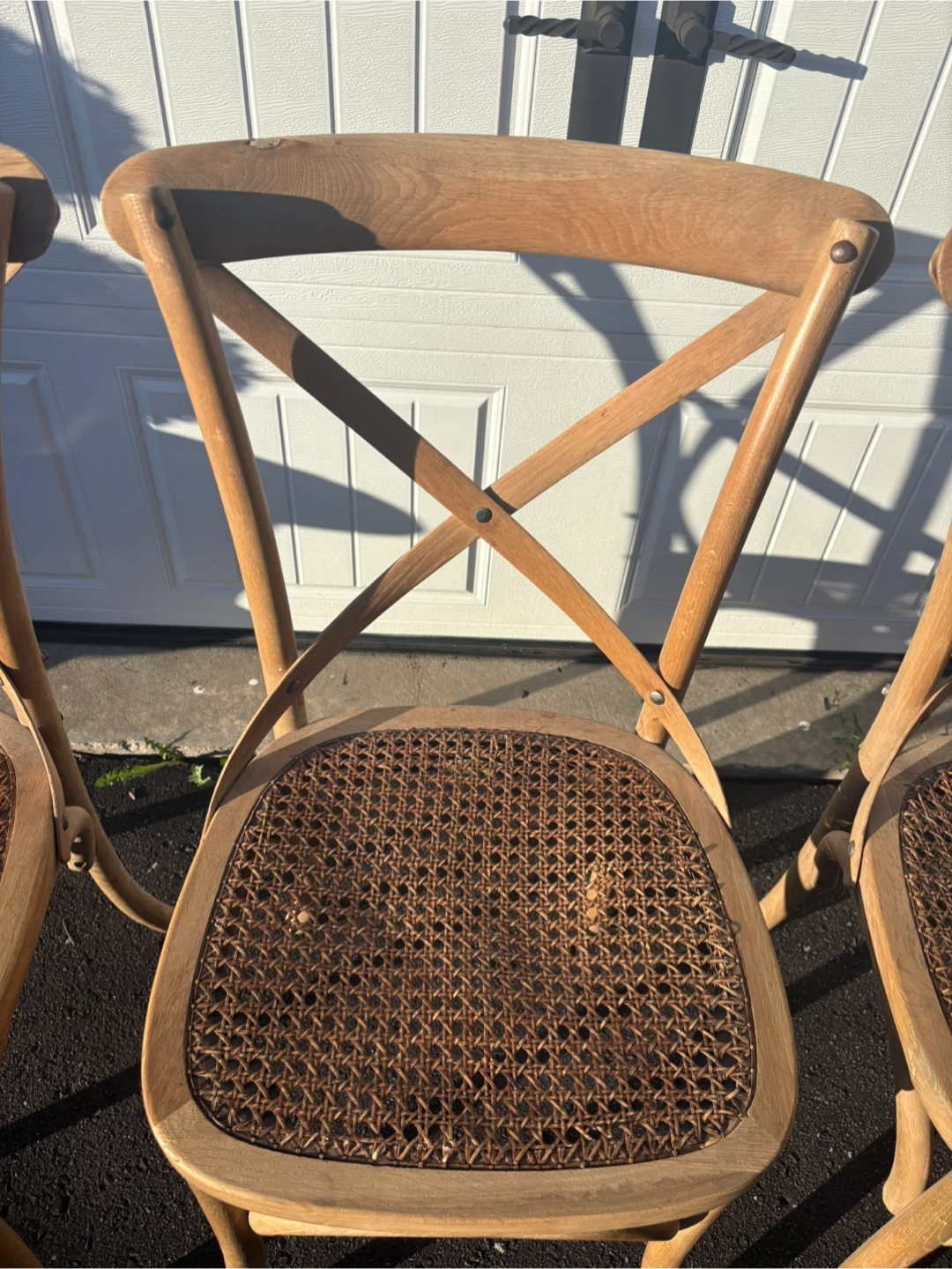Set of 4  Restoration Hardware Cross Back Chairs with Cane Seats - photo 4