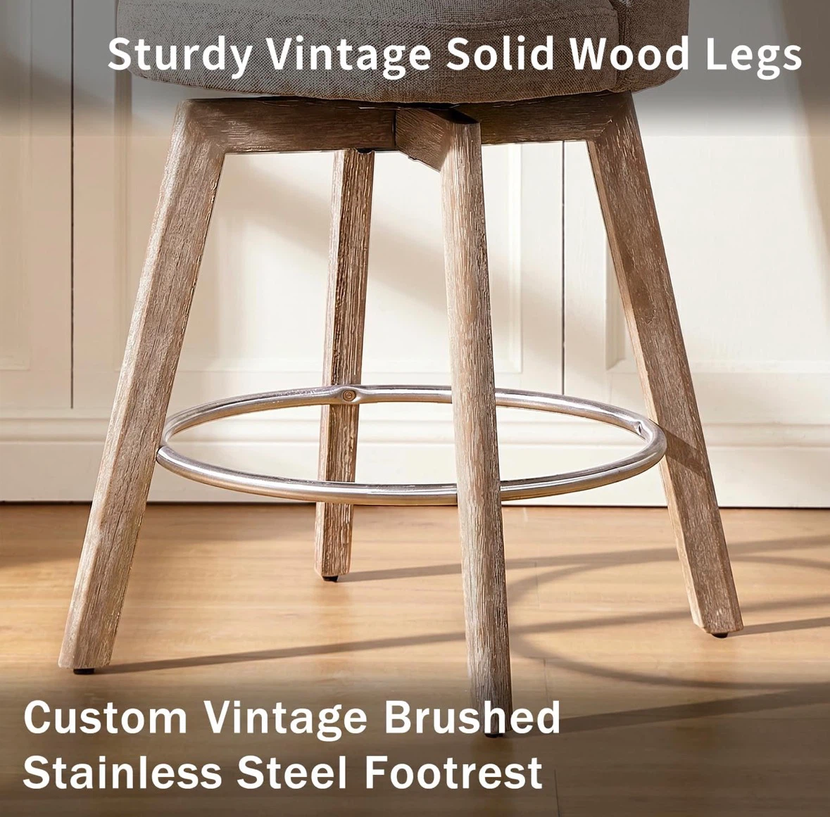 (NEW) 2 Fabric Swivel Bar Stool with Wraparound Backrest - photo 5