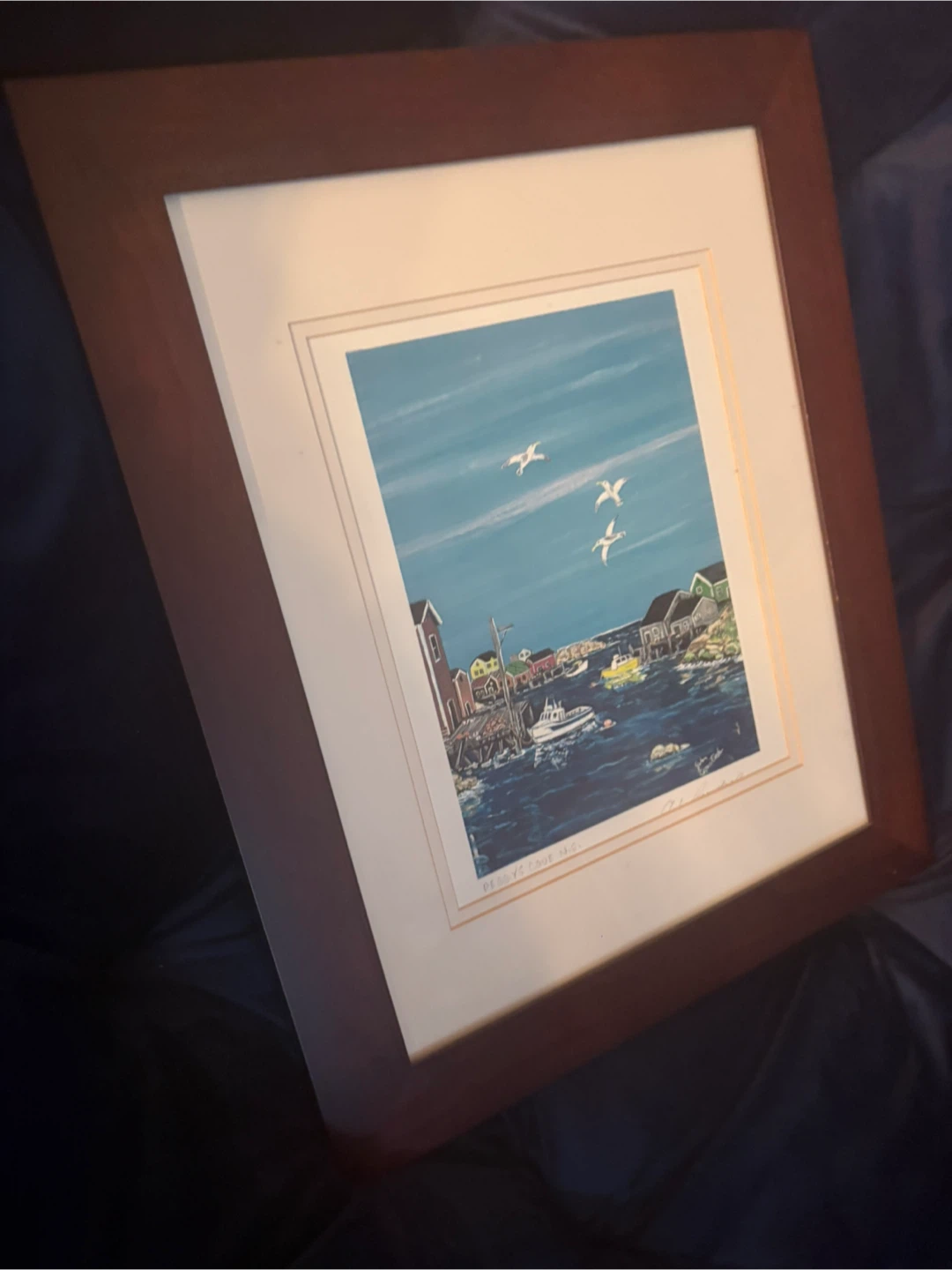 Framed John Comstock Print of Peggys Cove Village Scene