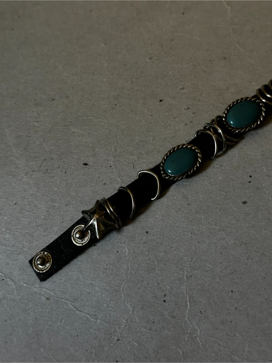 Vintage Western Turquoise Leather Slider Cuff Bracelet 8.5" - photo 2