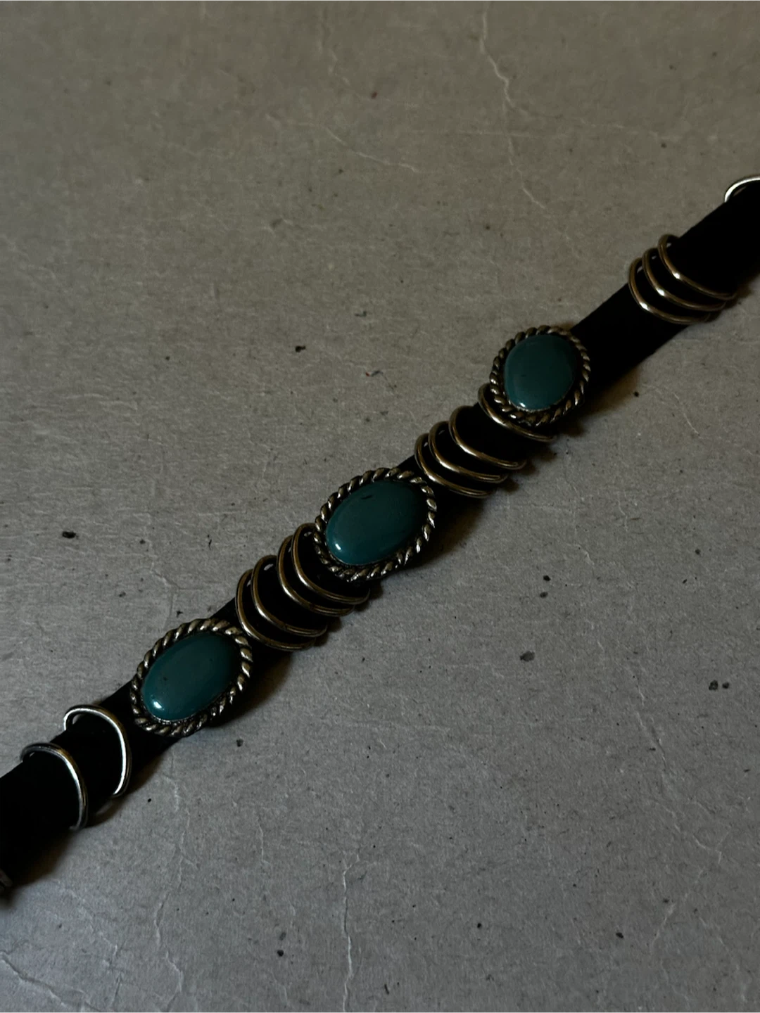 Vintage Western Turquoise Leather Slider Cuff Bracelet 8.5" - photo 3