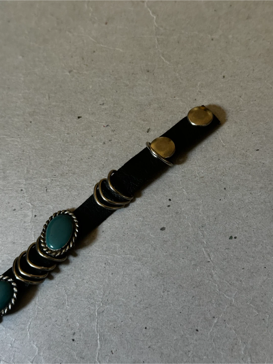 Vintage Western Turquoise Leather Slider Cuff Bracelet 8.5" - photo 4