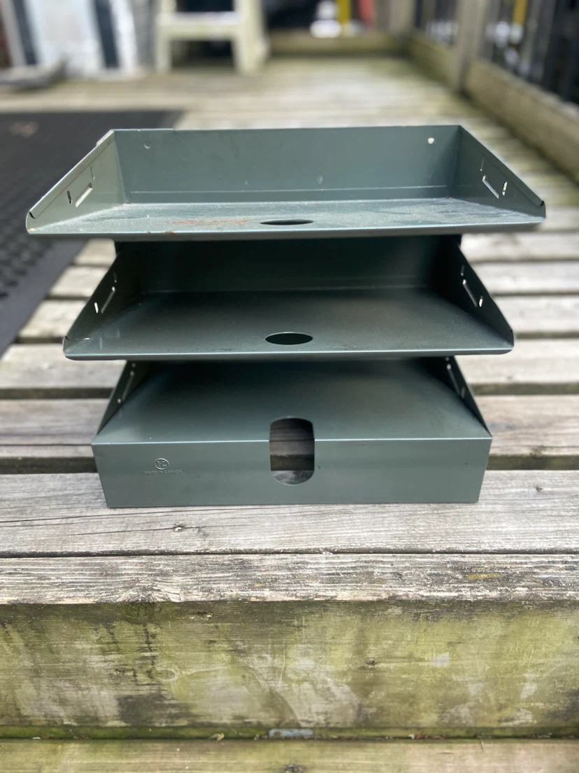 Vintage Metal 3-Tier Desk Organizer