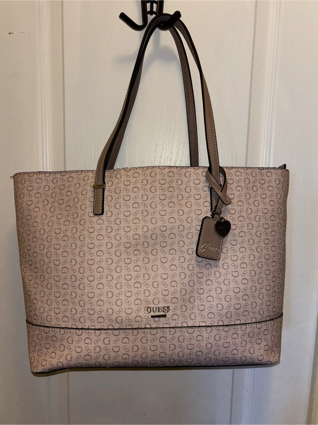 GUESS Pink Monogram Tote Bag