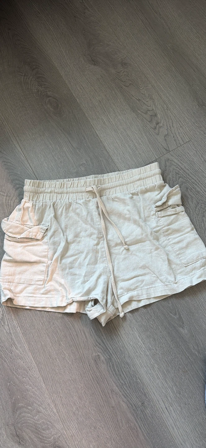 Beige Linen Shorts