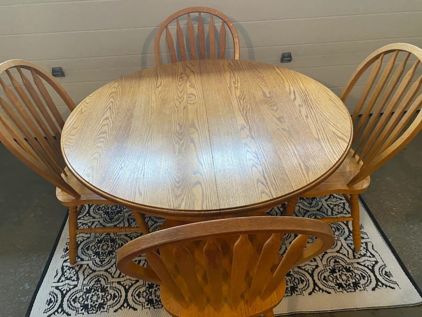 Solid Wood Pedestal Dining Table and Chairs - photo 2