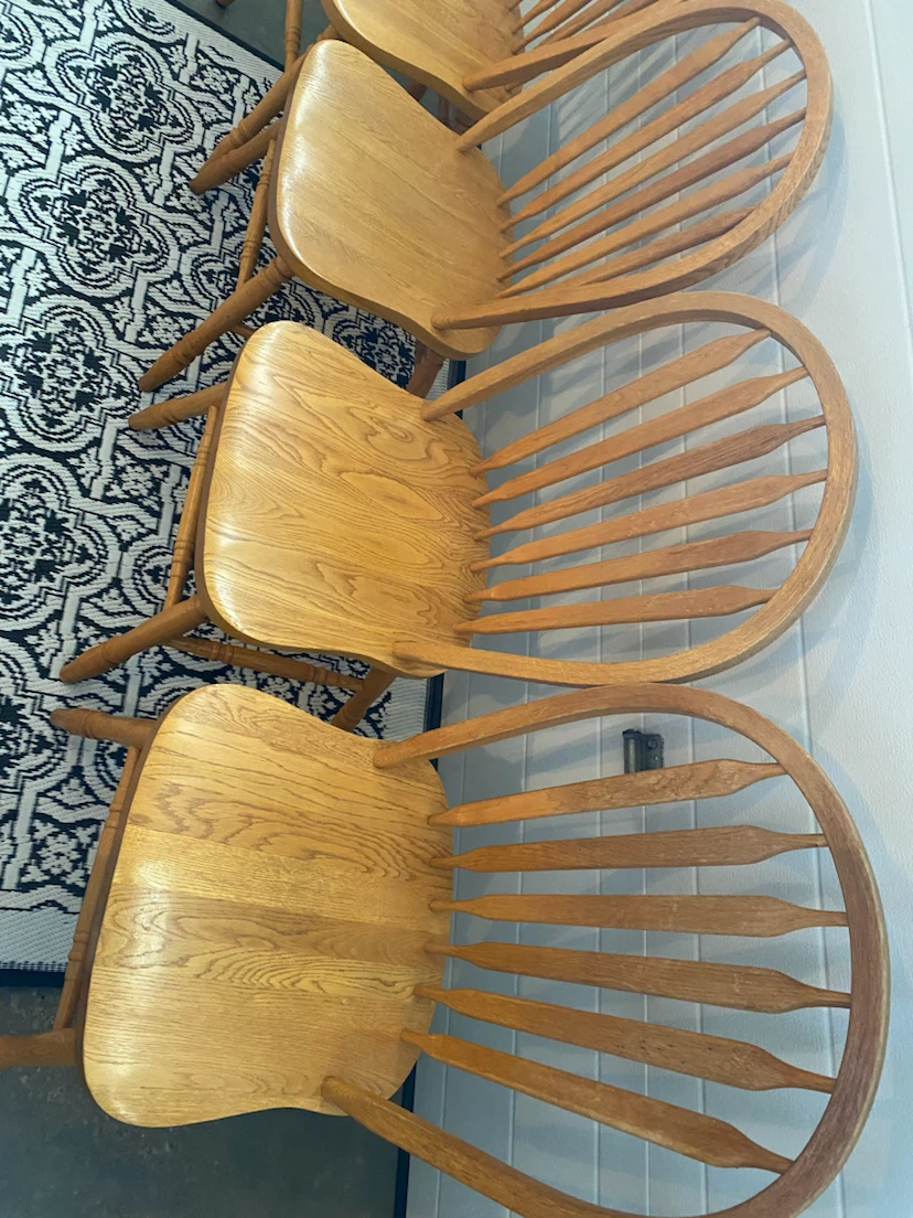 Solid Wood Pedestal Dining Table and Chairs - photo 3