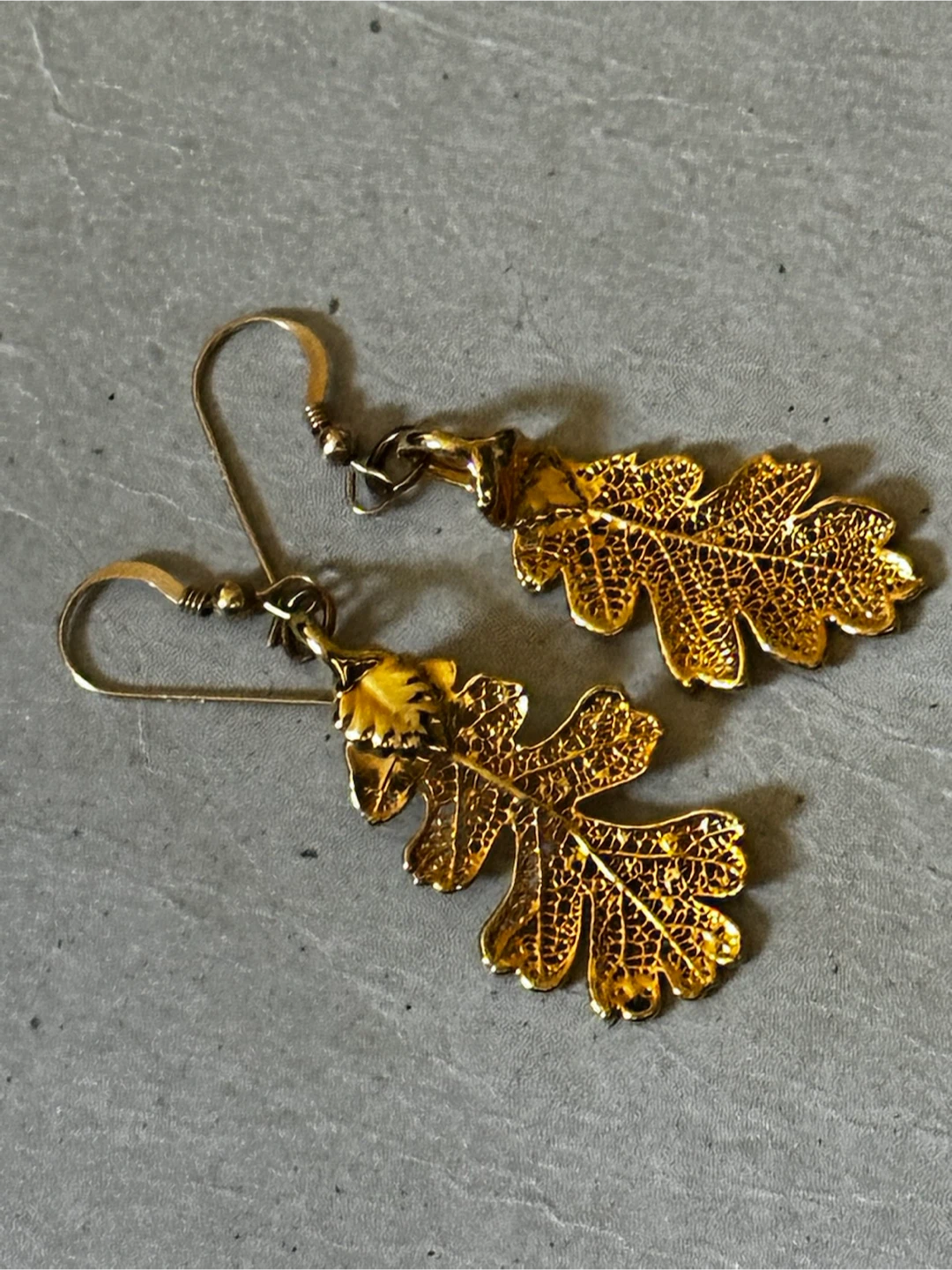 Vintage 14K Gold Filled Oak Leaf Earrings 2" 4.2g - photo 4