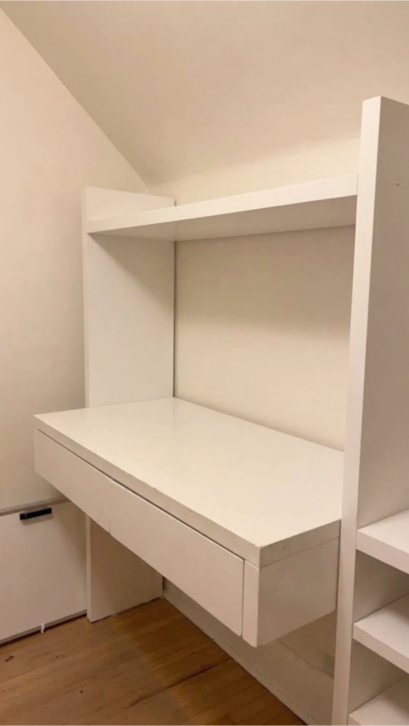 White Desk and Shelving Unit - photo 2