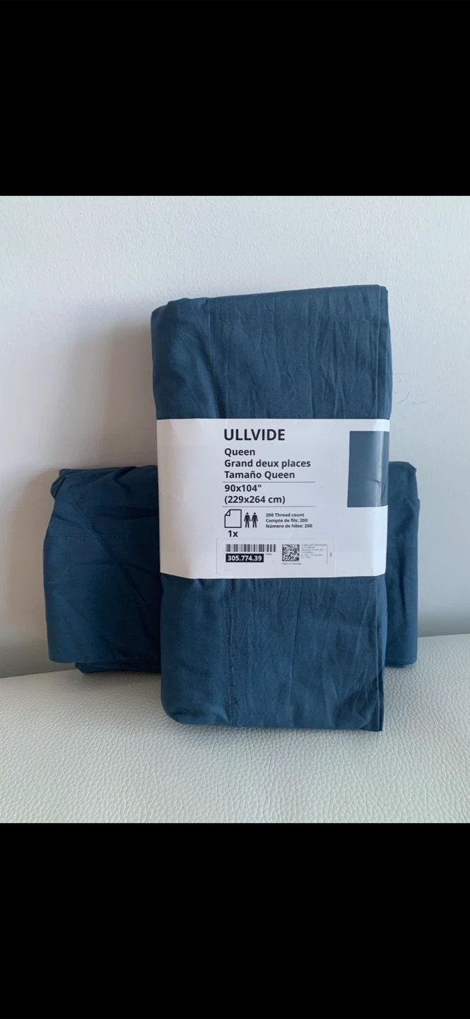 IKEA-Queen Flat Sheet-Dark Blue