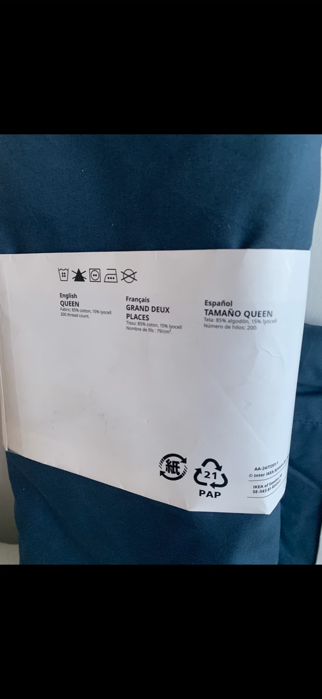 IKEA-Queen Flat Sheet-Dark Blue - photo 2