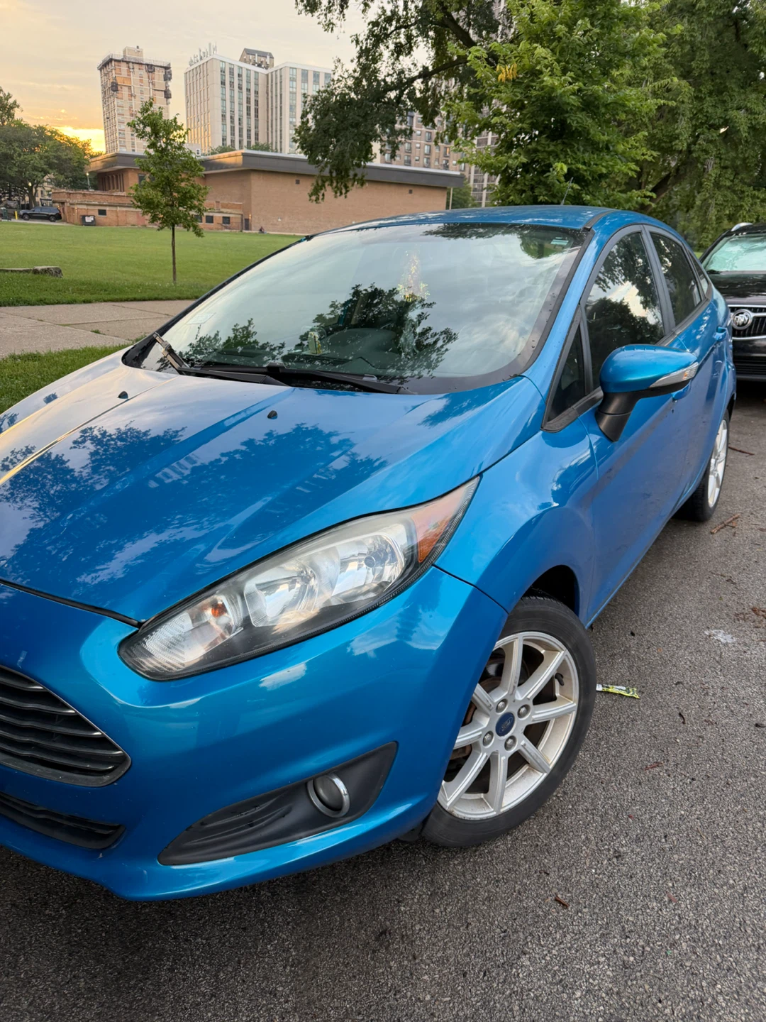 Blue Ford Fiesta Sedan