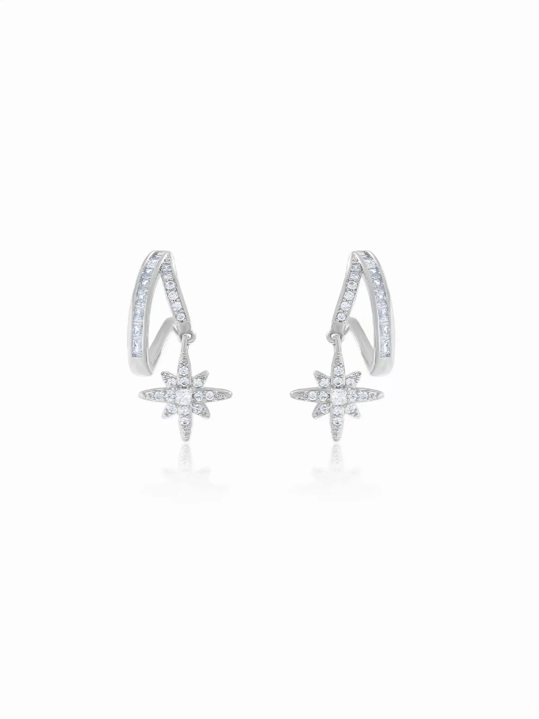 Silver Star & Moon Dangle Earrings