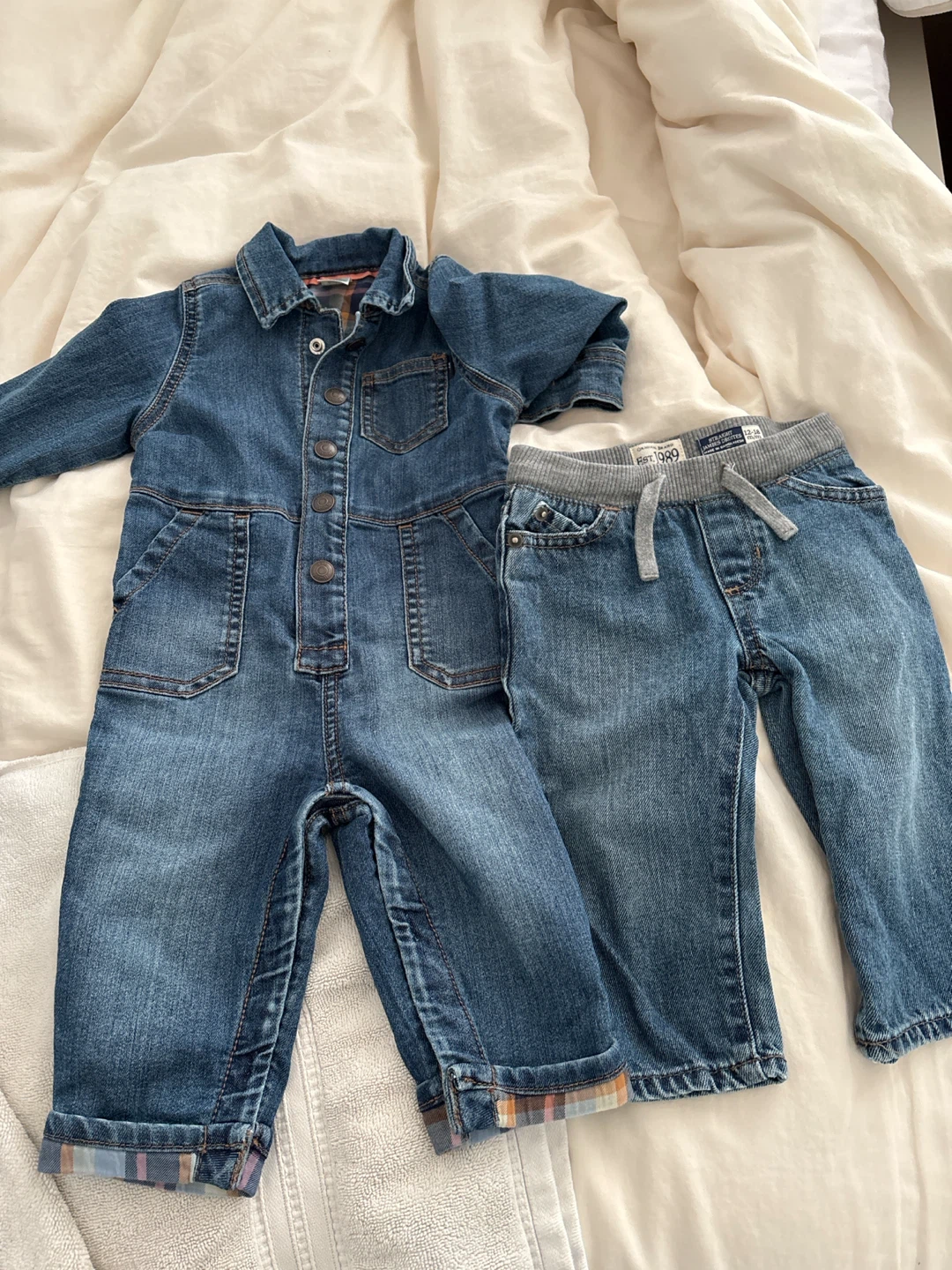 Baby OshKosh overalls and The Children's Place jeans