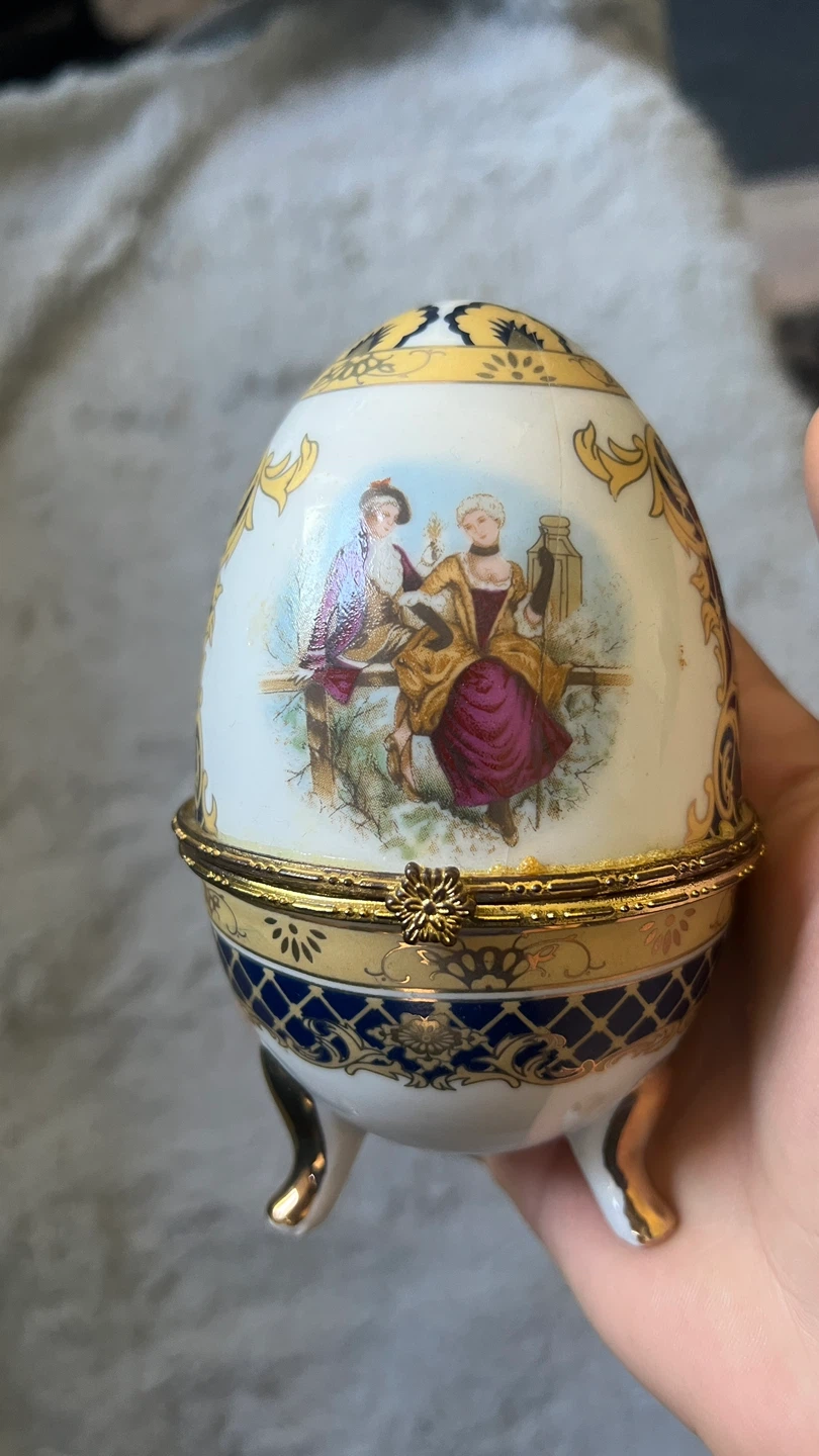 Decorative Faberge Style Egg Trinket Box