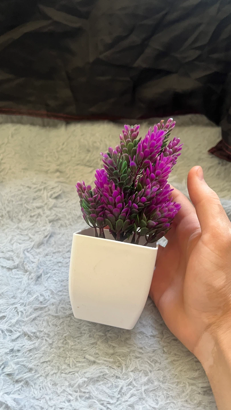 Artificial Lavender Plant in White Pot