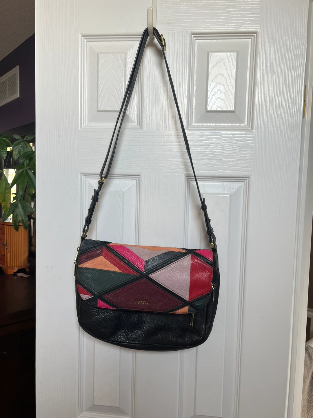 Fossil multi-coloured leather crossbody bag